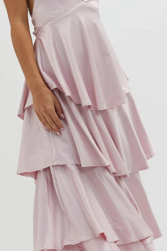 Auguste Tiered Frill Strappy Back Dress Blush