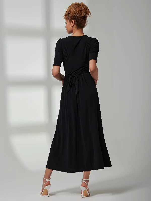 Bree Half Sleeve Jersey Maxi Dress, Black