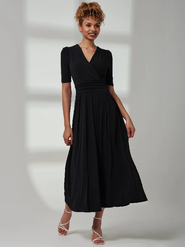 Bree Half Sleeve Jersey Maxi Dress, Black