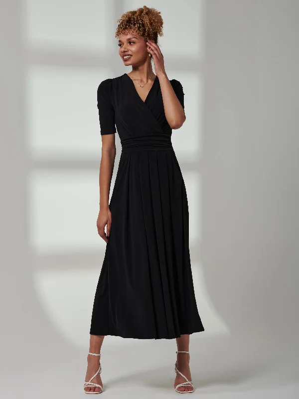 Bree Half Sleeve Jersey Maxi Dress, Black