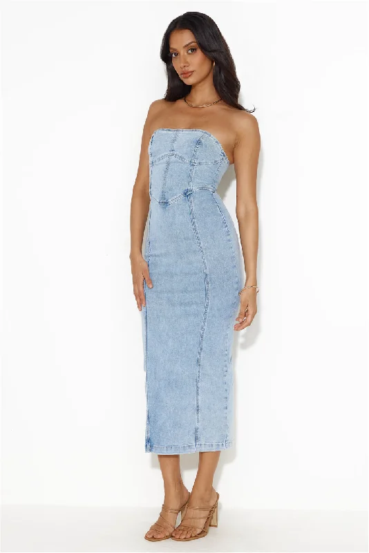 Denim On Denim Strapless Maxi Dress Denim