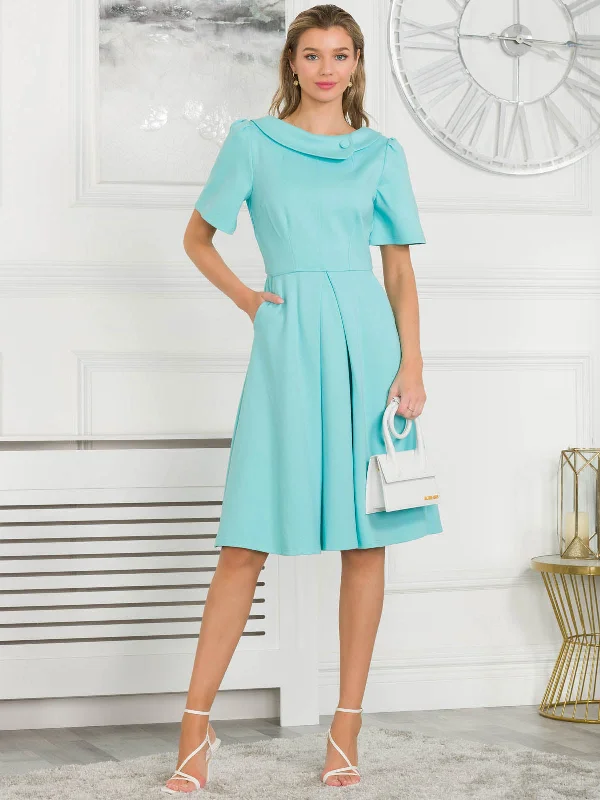 Jolie Moi Valencia Flared Dress, Baby Blue