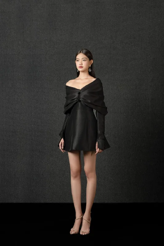 Kieran A-line Off-Shoulder Taffeta Mini Dress