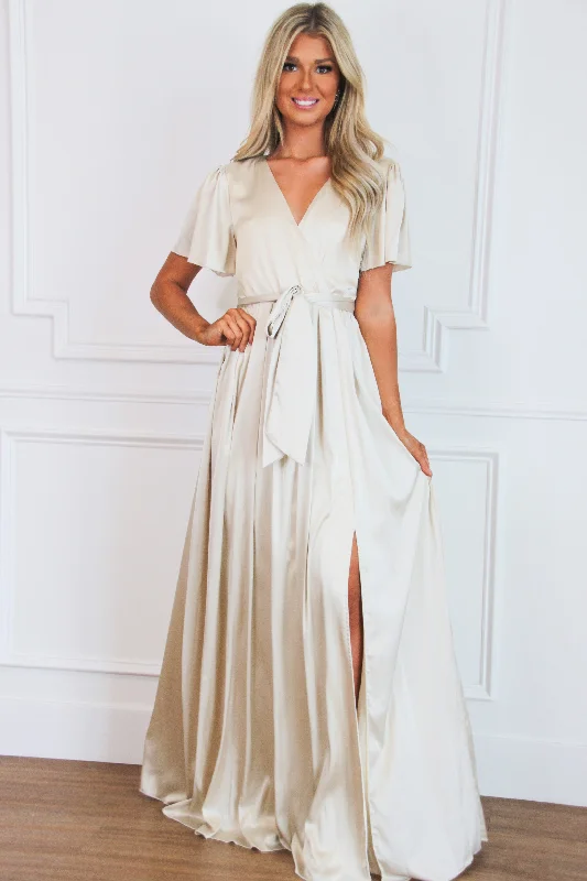 Livingston Satin Maxi Dress: Champagne