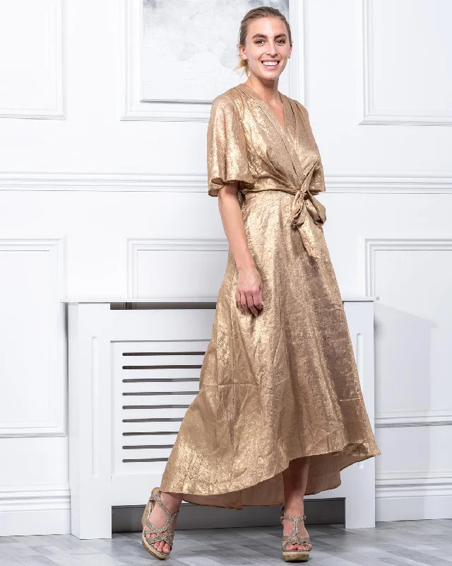 Sample Sale - Angel Sleeve Maxi Dress, Gold