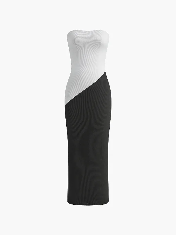 Slim Colorblock Tube Dress