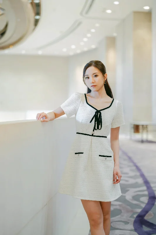 Swiss White Tweed Dress