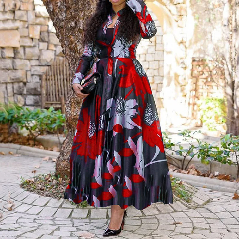 Women's Printed Wear Wide Hem Dress Dresses